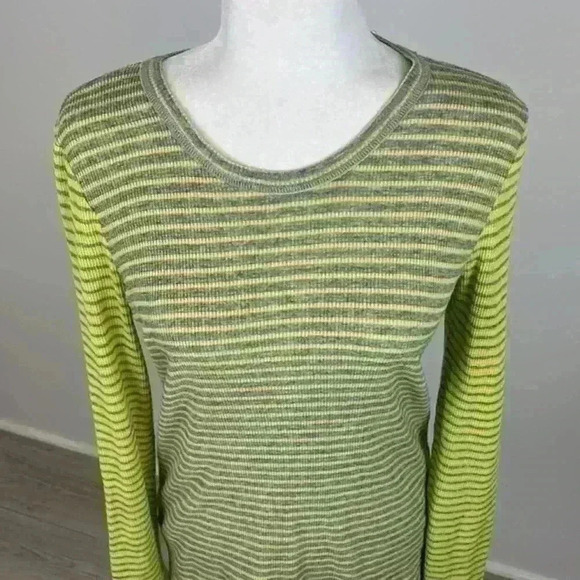 J. Crew Yellow & Grey Striped Ribbed Long Sleeve Top Size M - Picture 2 of 8